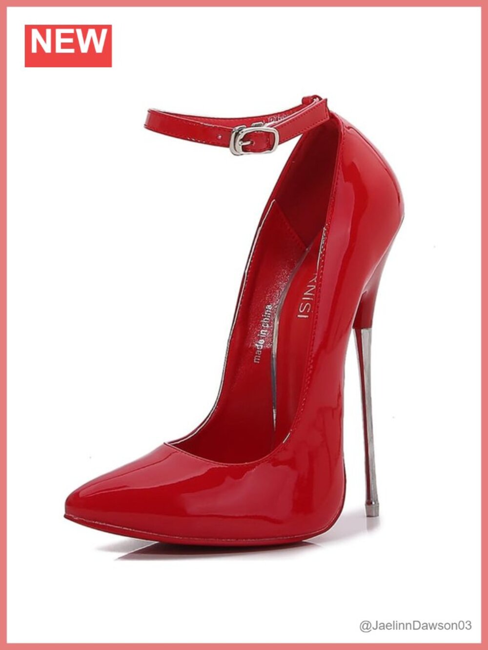 PU Leather Pointed Toe Stiletto Heel Pumps with Ankle Strap